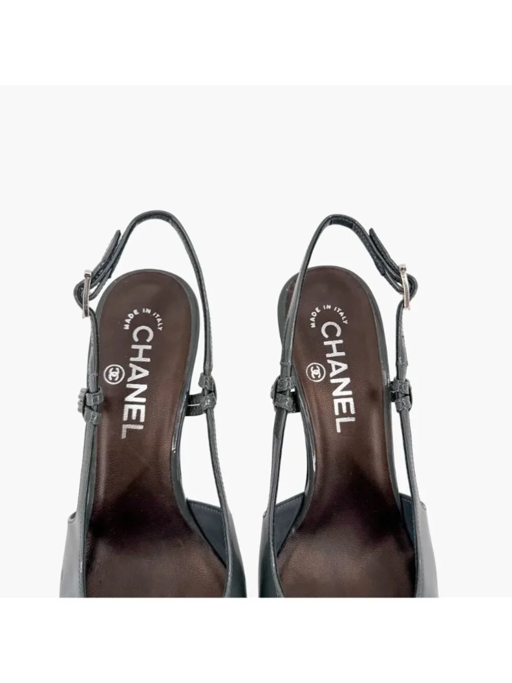 Chanel Gray Burgundy Patent Cap Toe Slingback Platform Pumps Size 37.5 US 6.5–7 - Picture 5 of 15